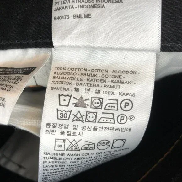 Levi's Men Jeans Size 46x29 501 Original Fit Straight Black Denim Classic Casual - Picture 8 of 12